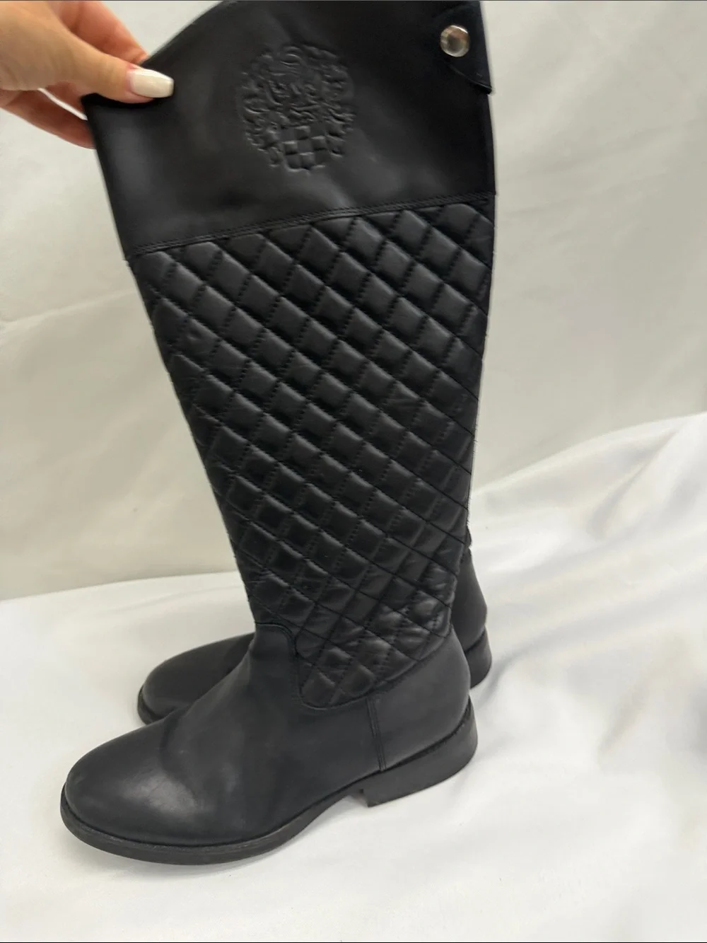 Vince Camuto Black Quilted Over-the-Knee Riding Boots